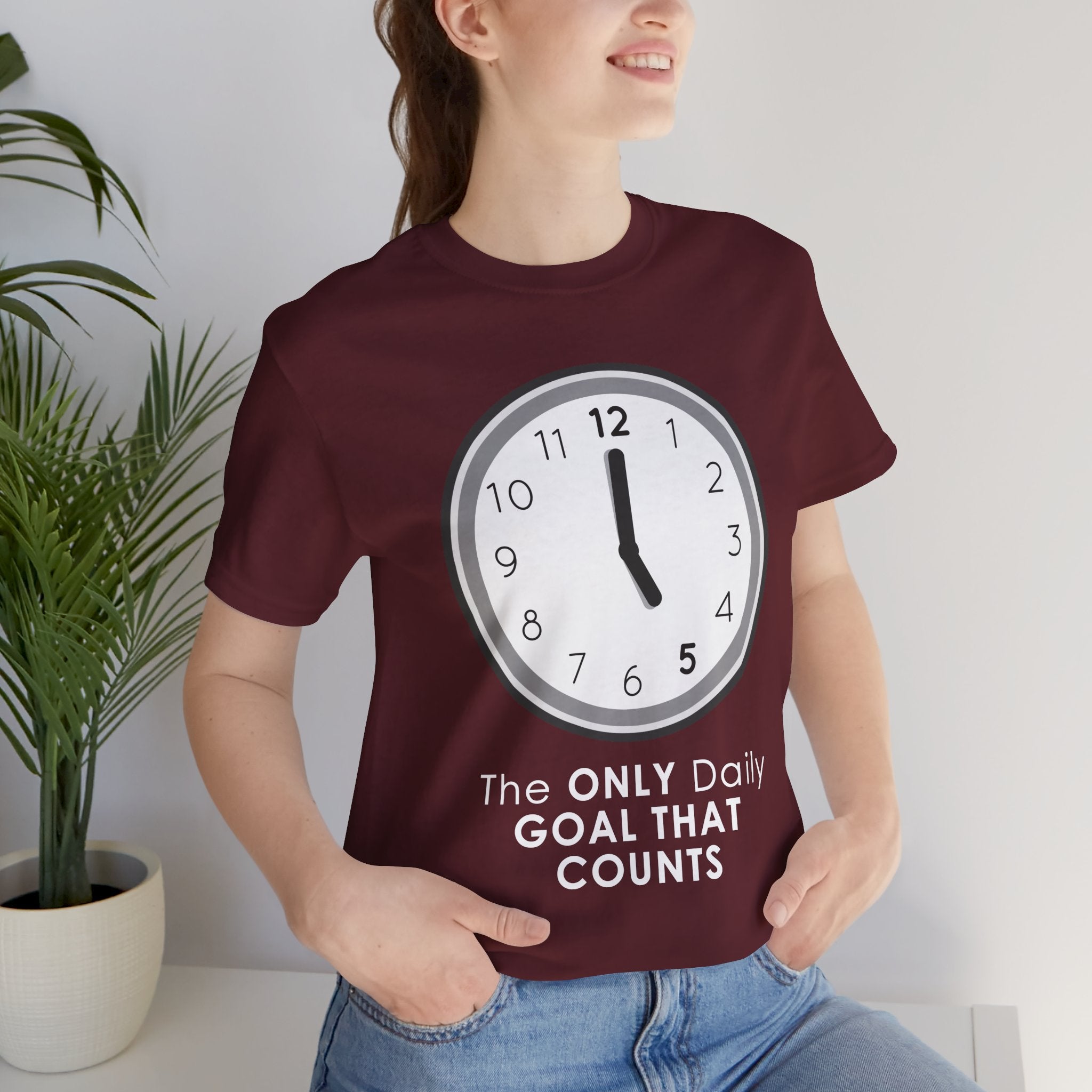 5 O’Clock Daily Goal T-Shirt – Dark Humor Office Survival Graphic Tee