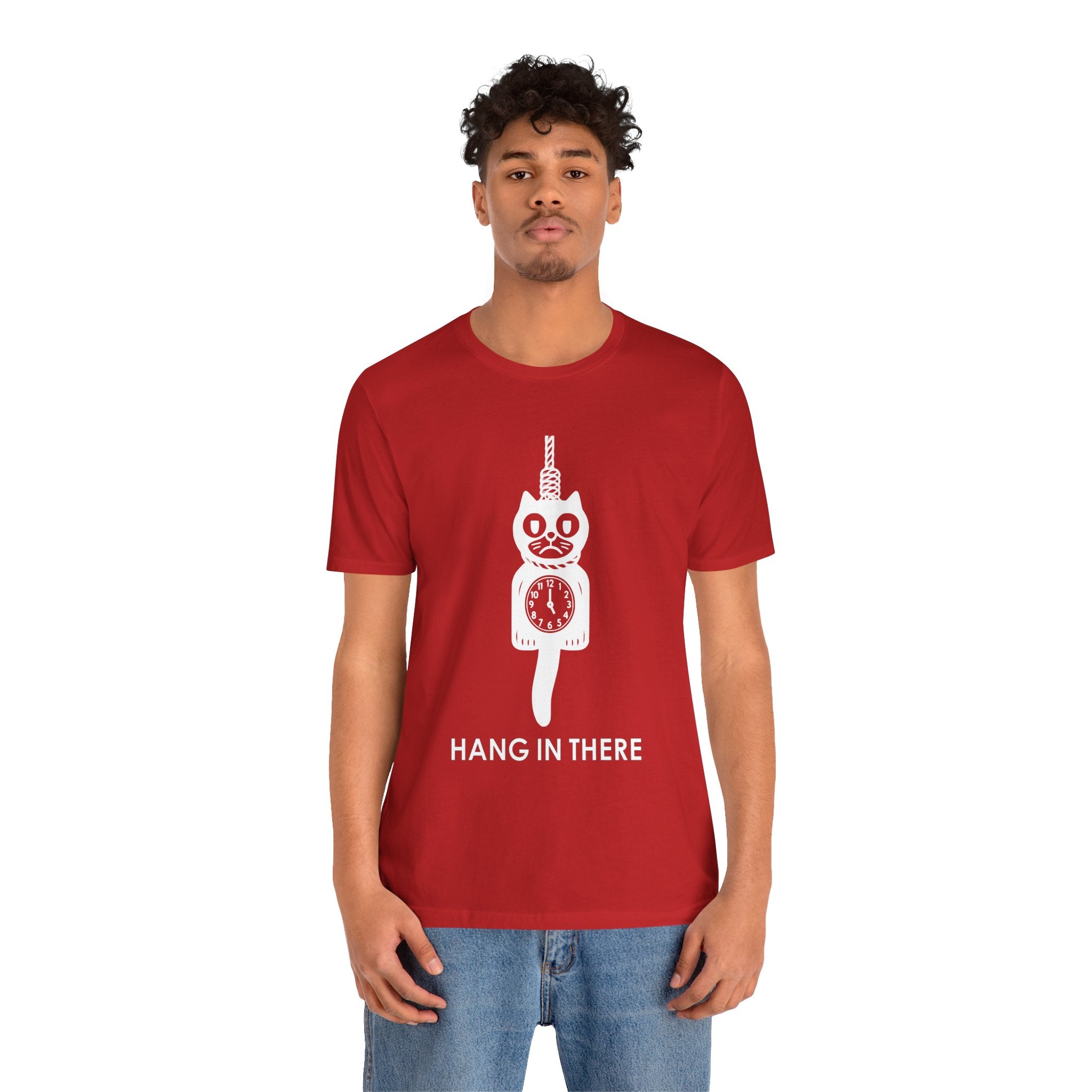Hang In There T-Shirt – Dark Humor Cat Clock Parody Graphic Tee