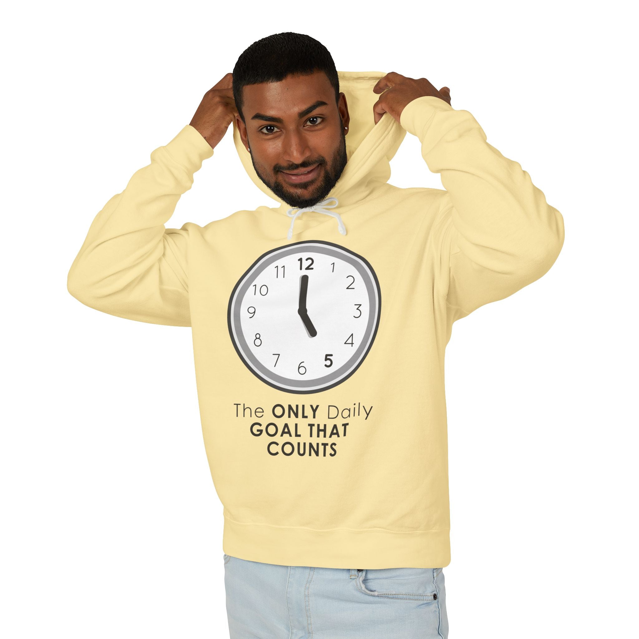 5 O’Clock Daily Goal Hoodie – Dark Humor Office Survival Sweatshirt
