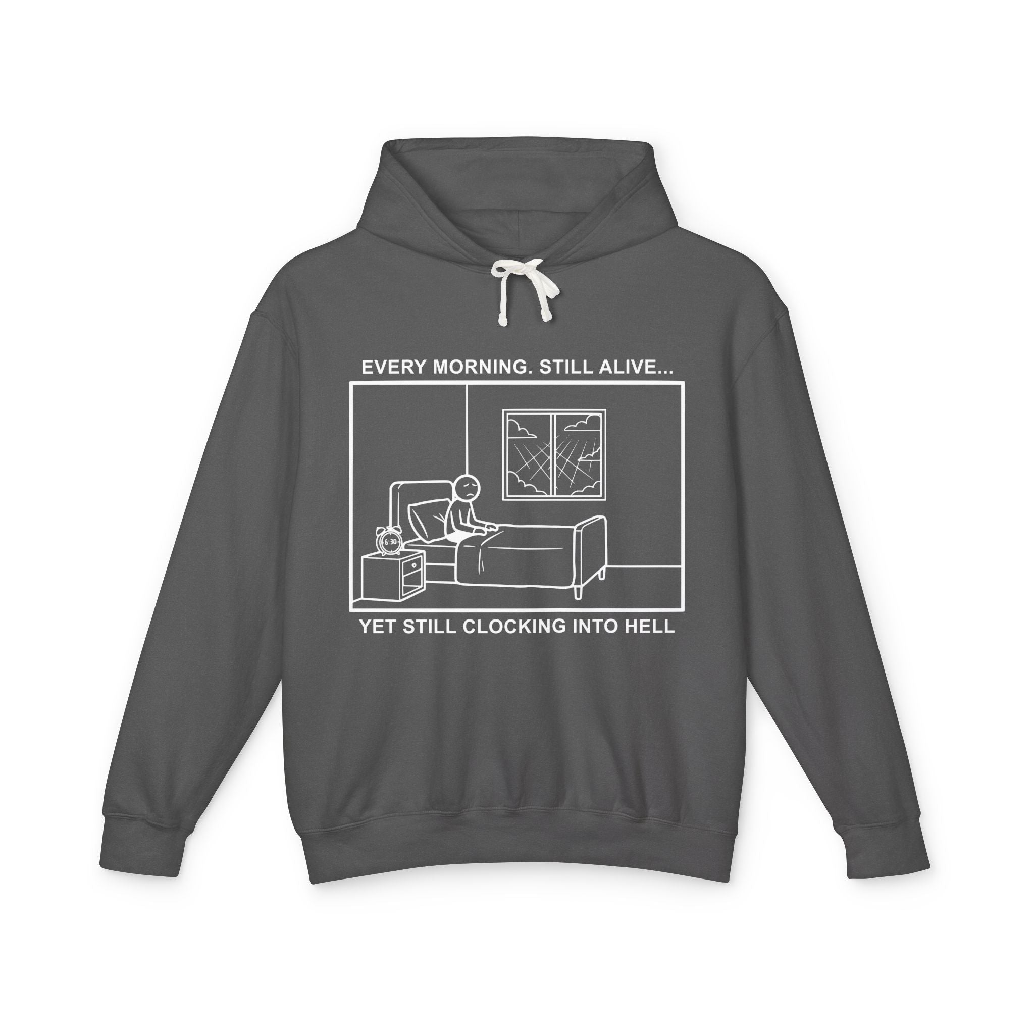 Every Morning — Clocking into Hell – Cliffverse Office Humor Hoodie for Corporate Survivors