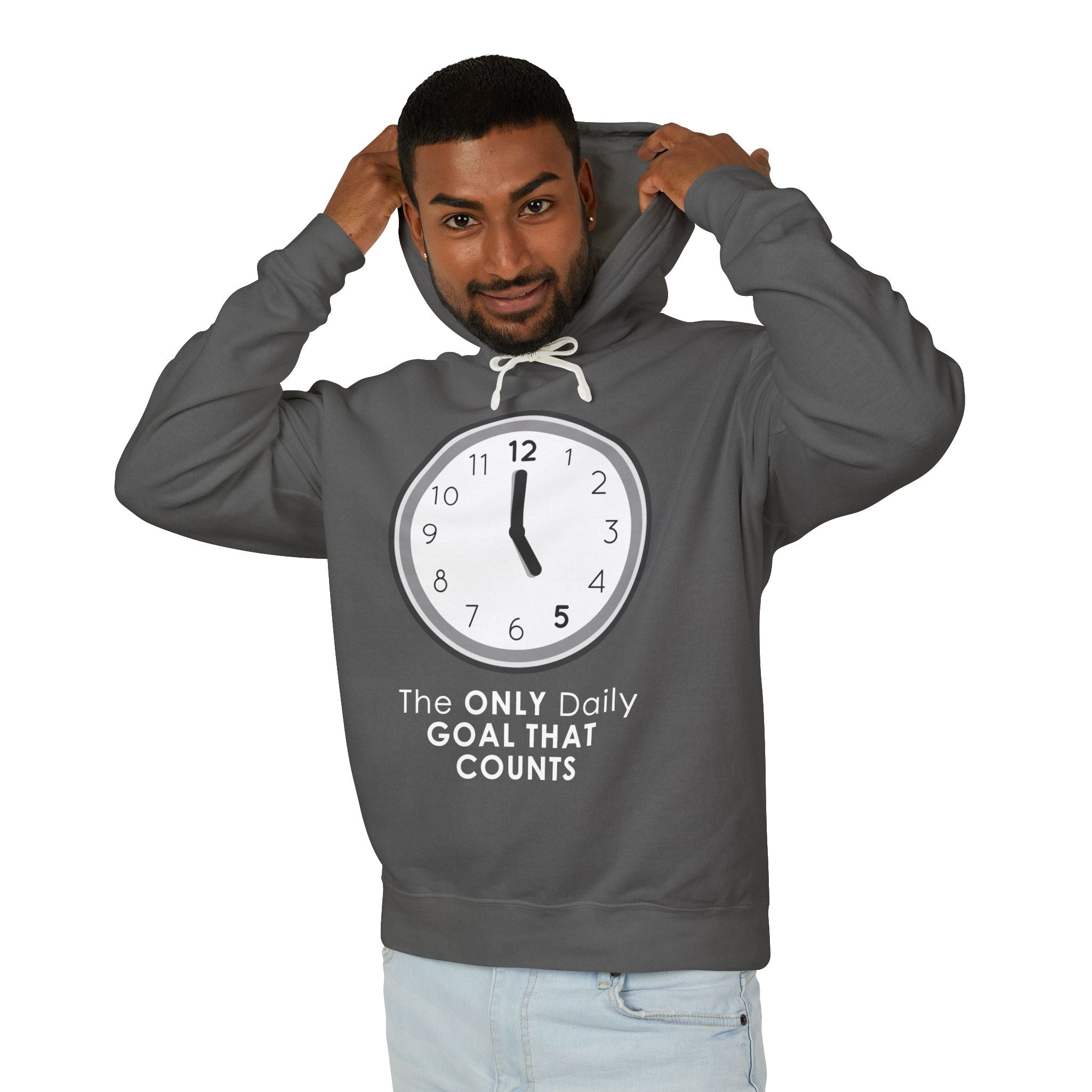 5 O’Clock Daily Goal Hoodie – Dark Humor Office Survival Sweatshirt