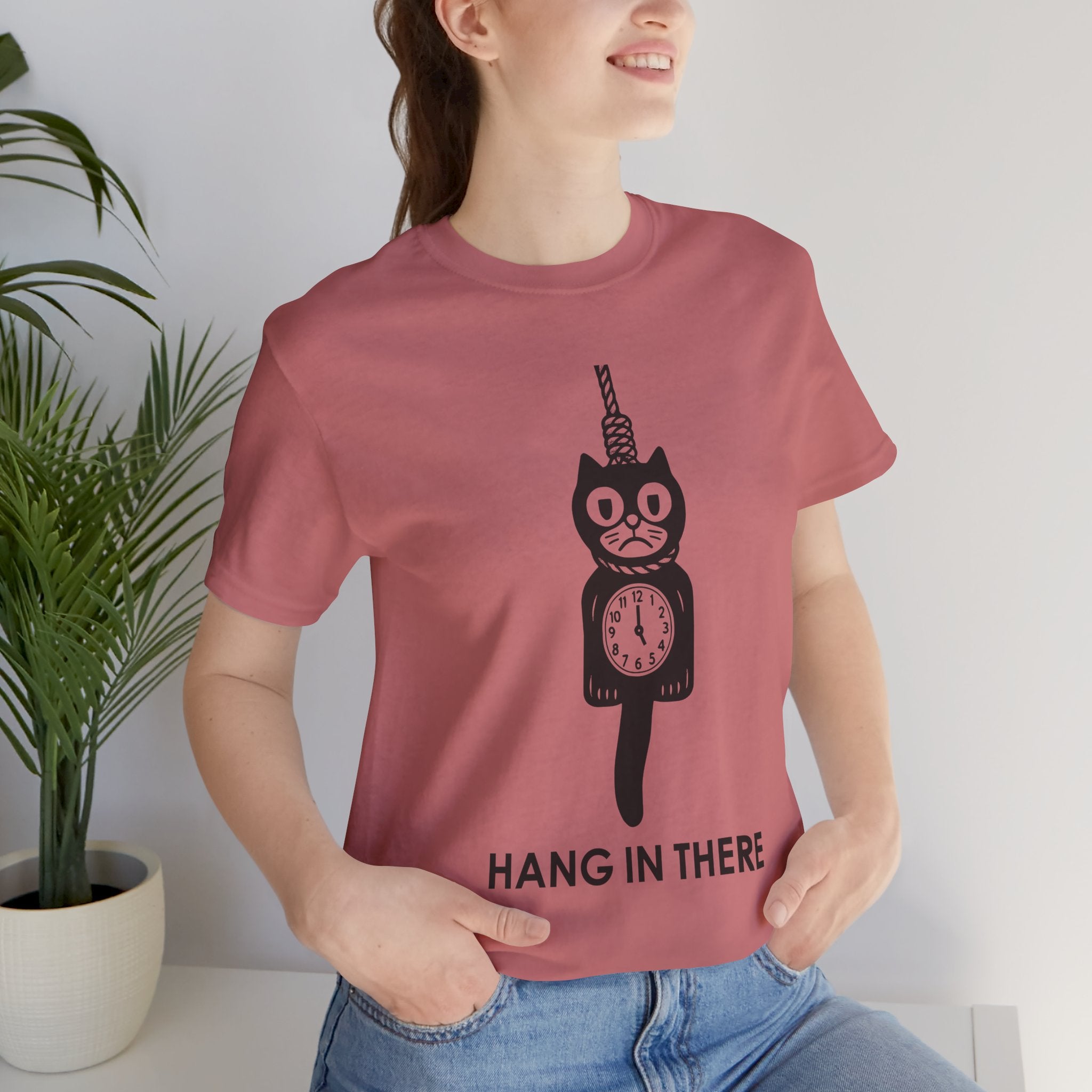 Hang In There T-Shirt – Dark Humor Cat Clock Parody Graphic Tee