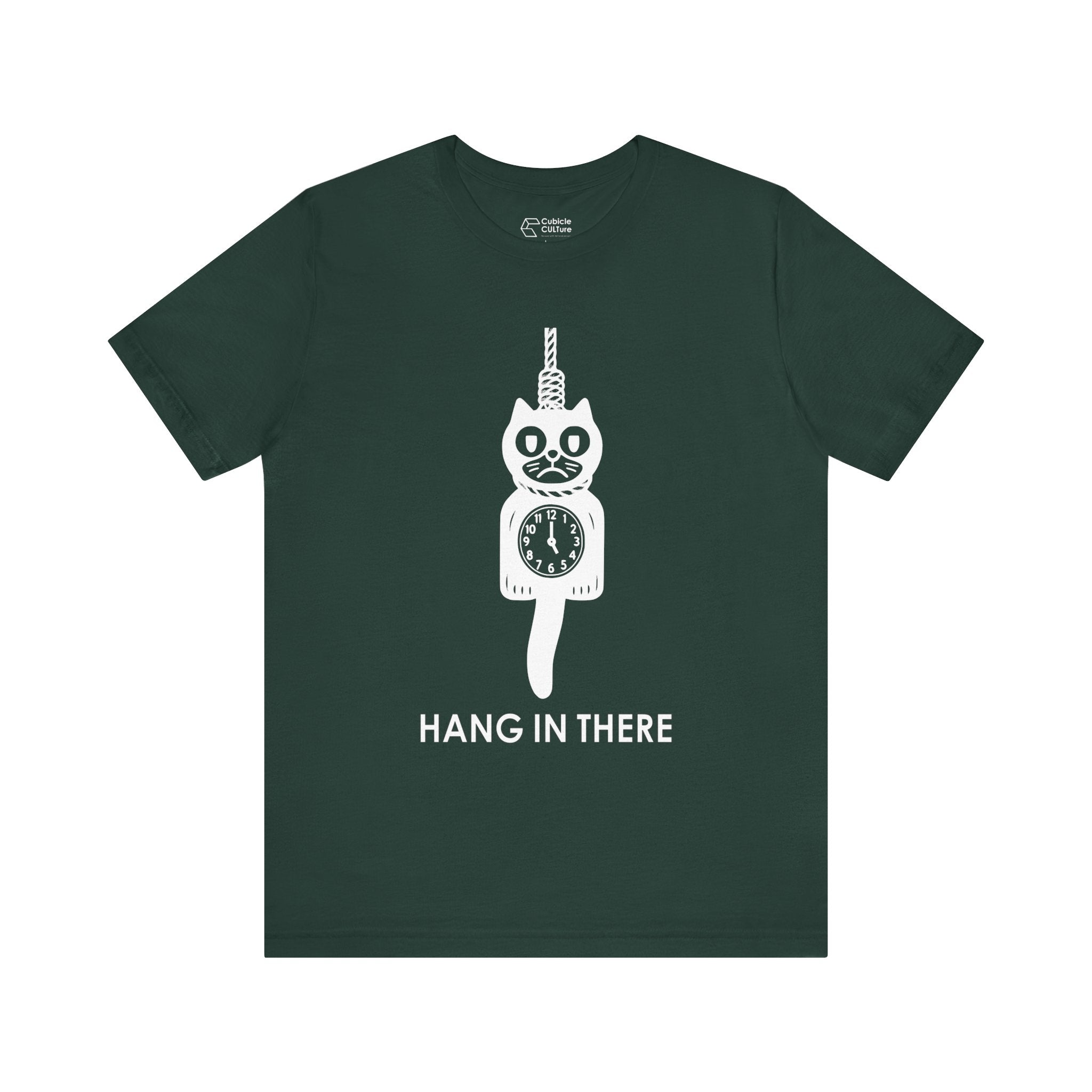 Hang In There T-Shirt – Dark Humor Cat Clock Parody Graphic Tee