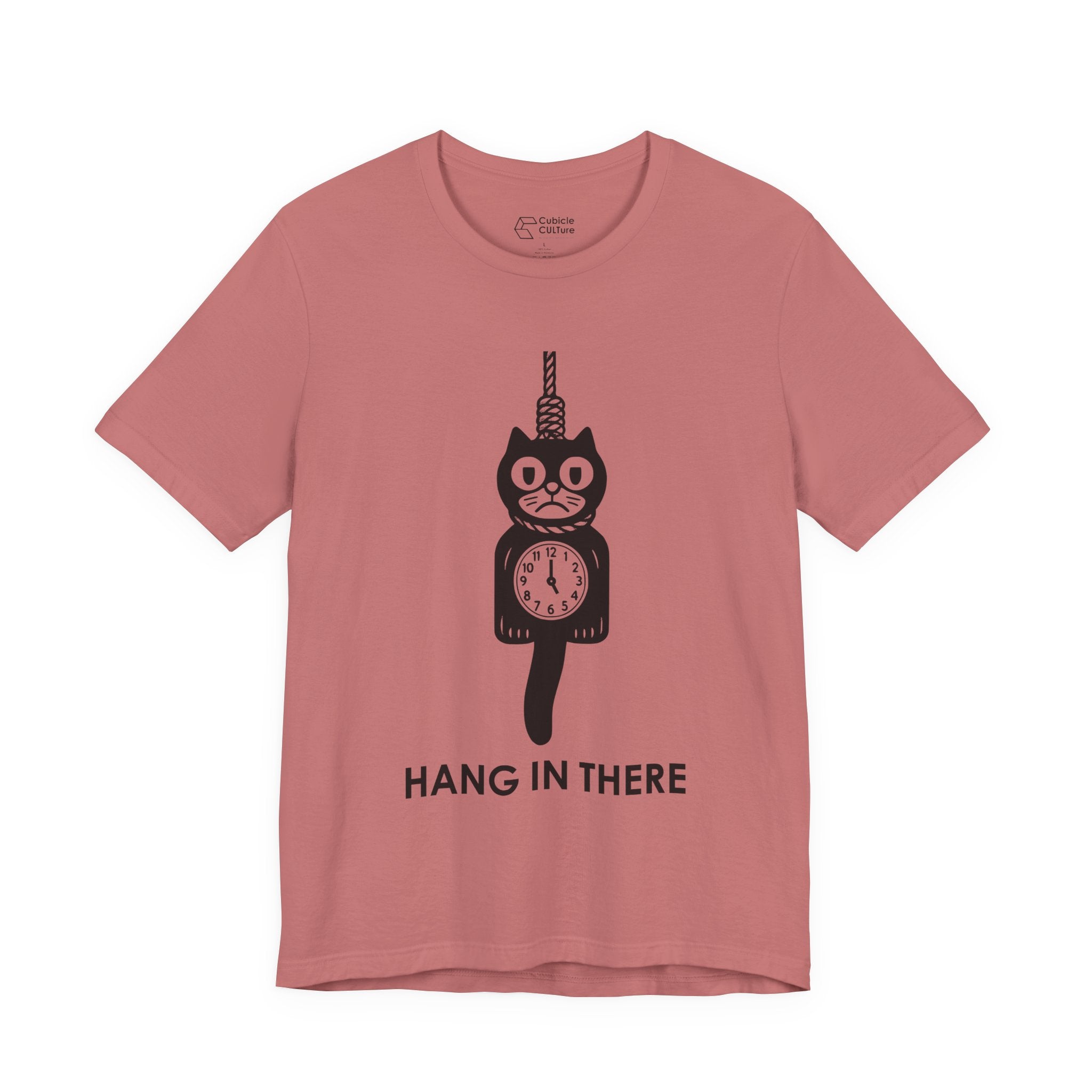 Hang In There T-Shirt – Dark Humor Cat Clock Parody Graphic Tee