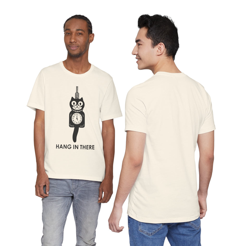 Hang In There T-Shirt – Dark Humor Cat Clock Parody Graphic Tee