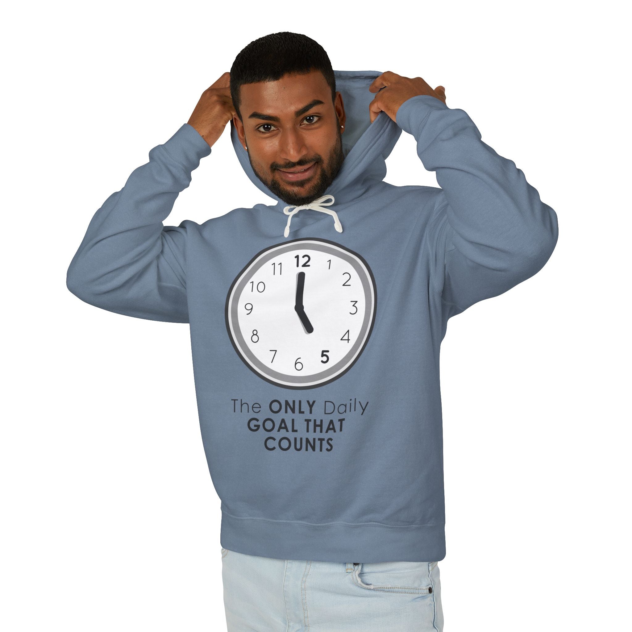 5 O’Clock Daily Goal Hoodie – Dark Humor Office Survival Sweatshirt