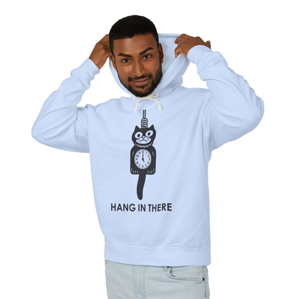 Hang In There Hoodie – Dark Humor Cat Clock Parody Sweatshirt