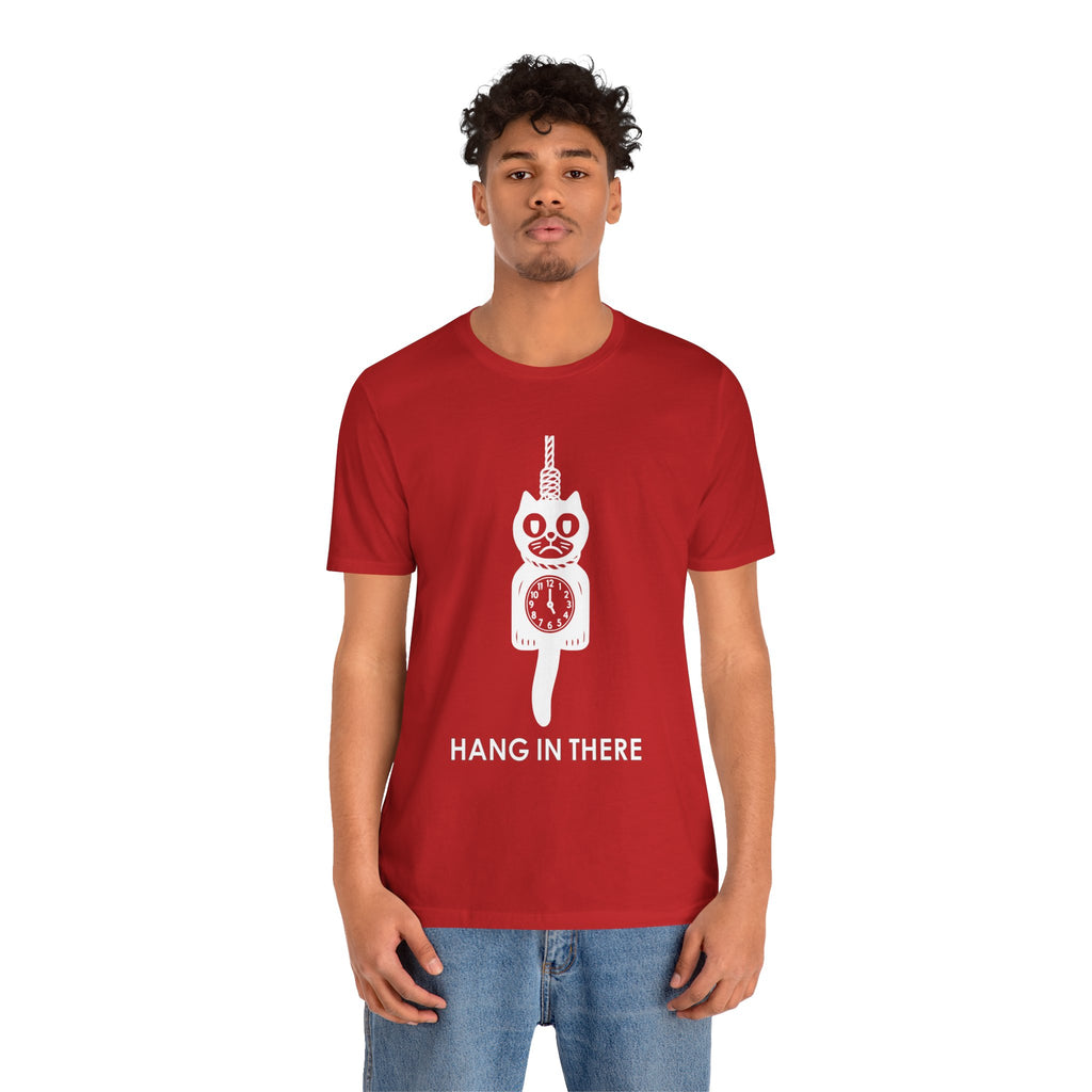 Hang In There T-Shirt – Dark Humor Cat Clock Parody Graphic Tee