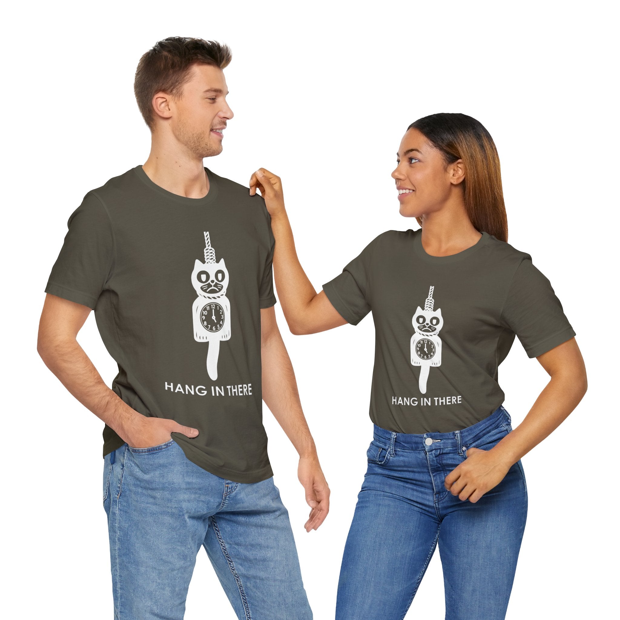 Hang In There T-Shirt – Dark Humor Cat Clock Parody Graphic Tee