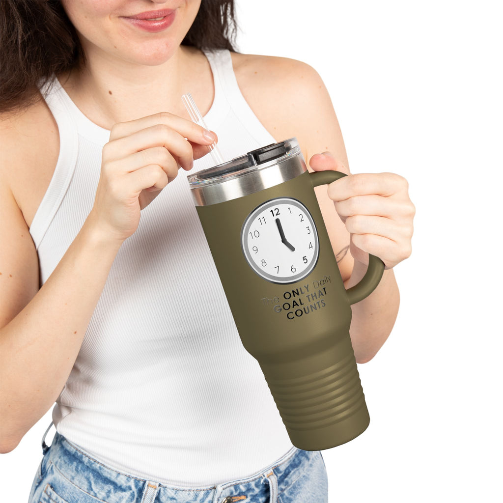 5 O’Clock Daily Goal Travel Mug – Dark Humor Office Survival Tumbler