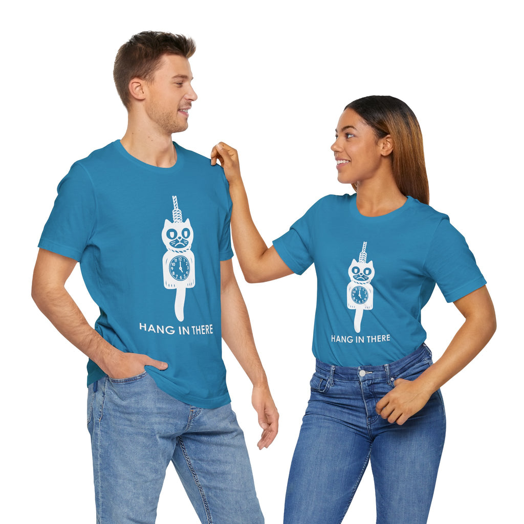 Hang In There T-Shirt – Dark Humor Cat Clock Parody Graphic Tee