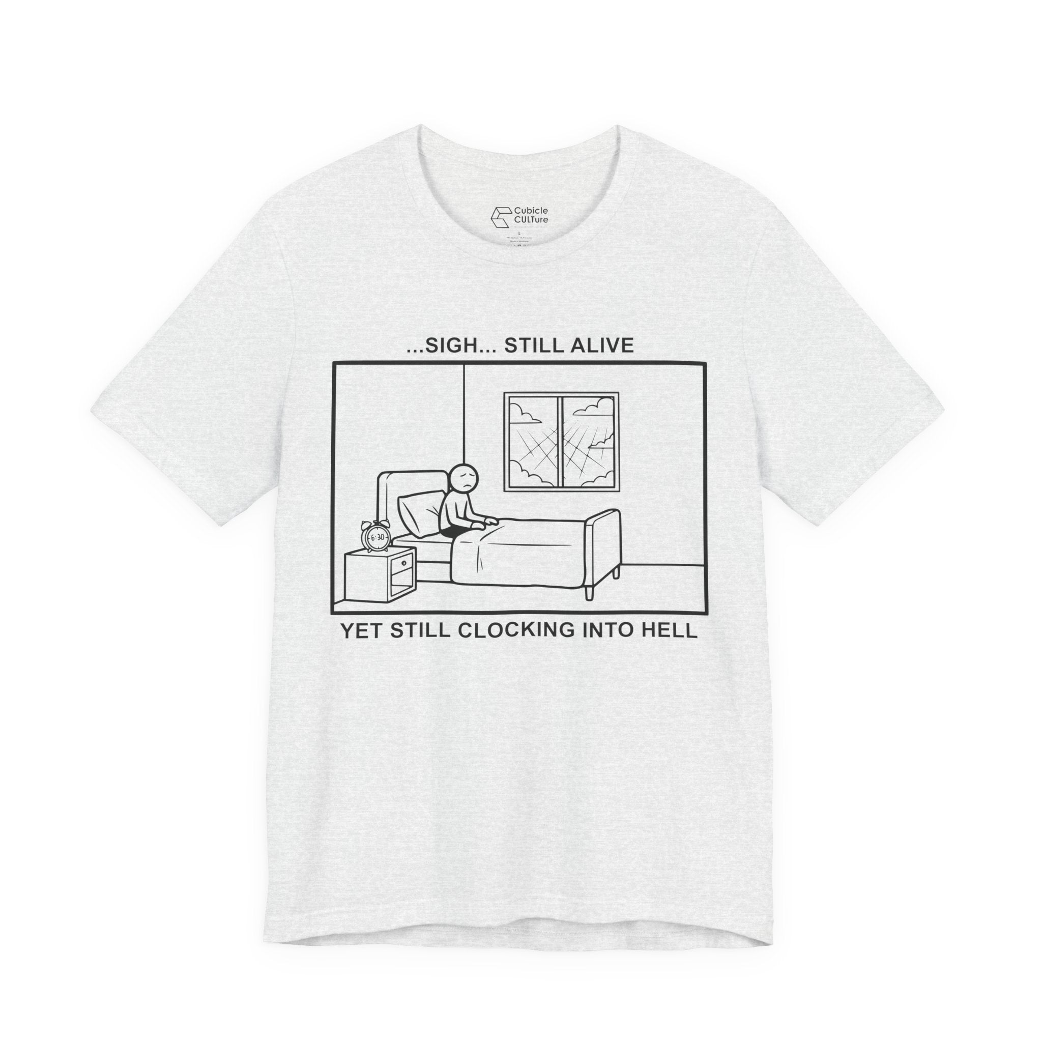 Every Morning — Clocking into Hell T-Shirt – Cliffverse Office Humor Graphic Tee for Corporate Survivors