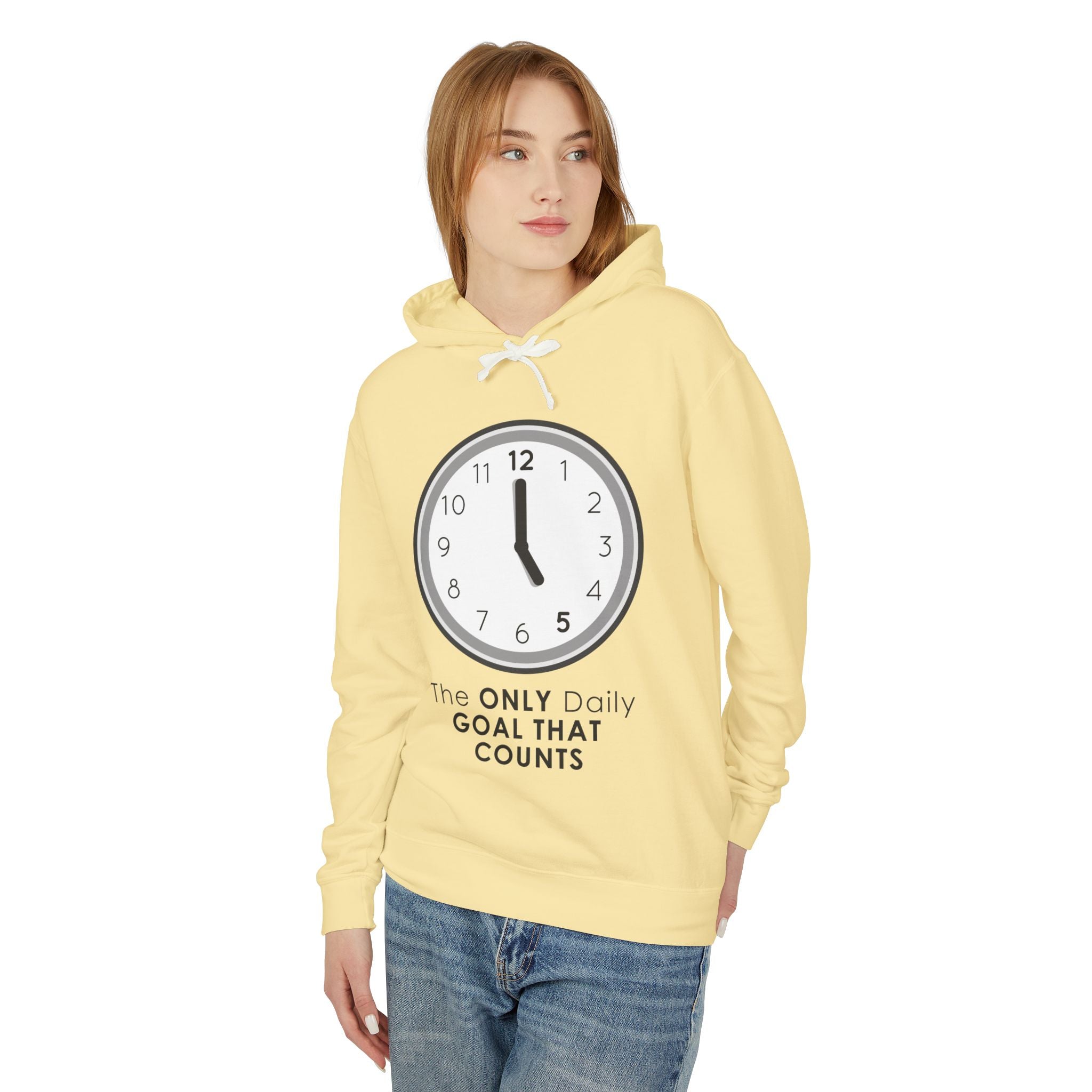 5 O’Clock Daily Goal Hoodie – Dark Humor Office Survival Sweatshirt