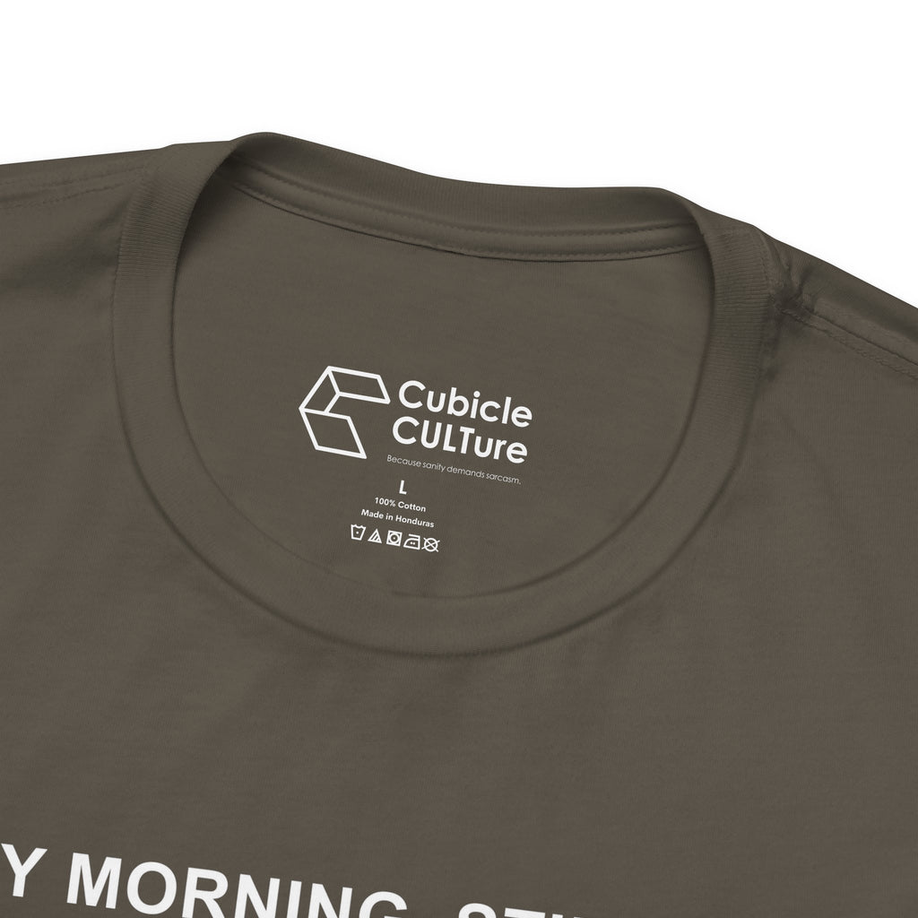 Every Morning — Clocking into Hell T-Shirt – Cliffverse Office Humor Graphic Tee for Corporate Survivors