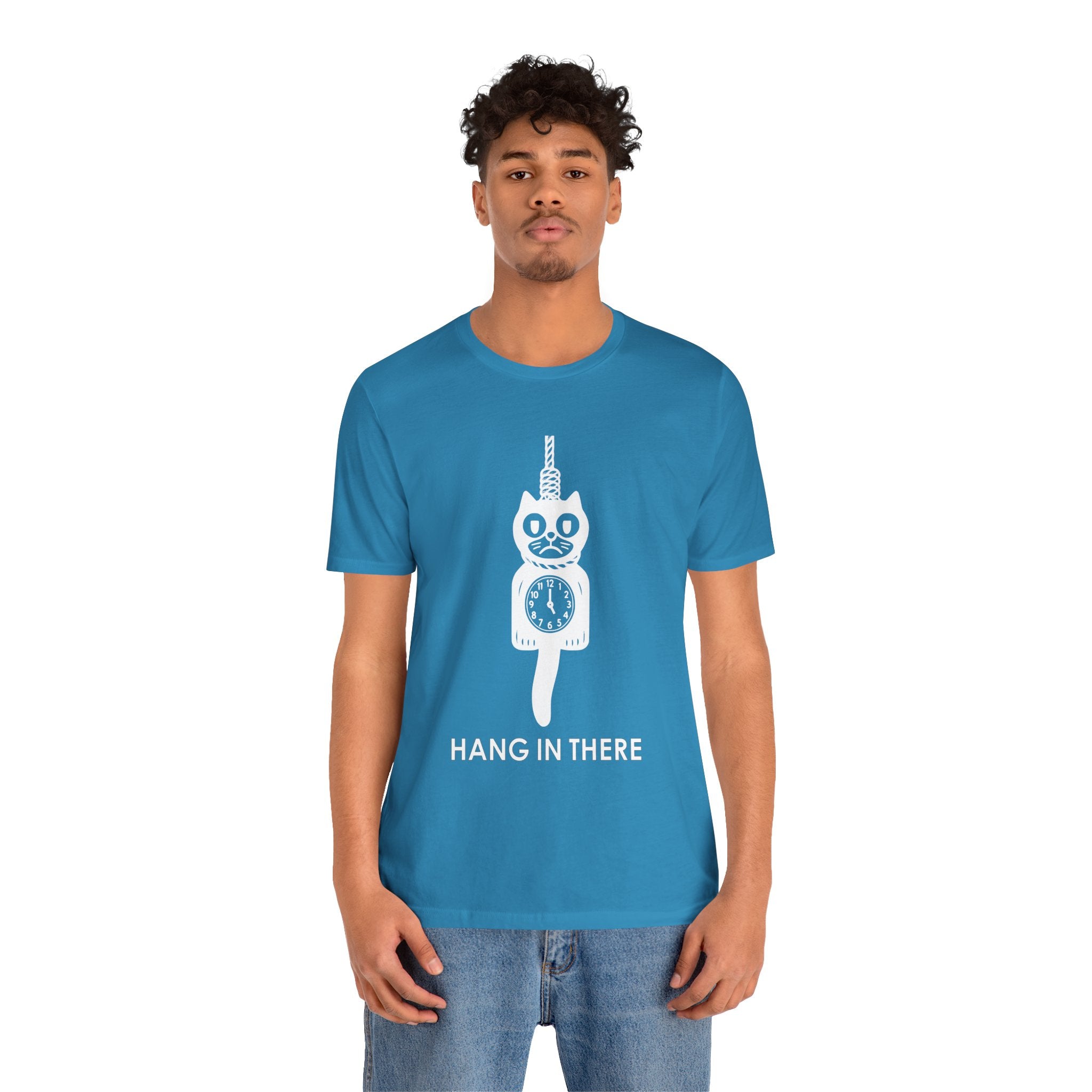 Hang In There T-Shirt – Dark Humor Cat Clock Parody Graphic Tee
